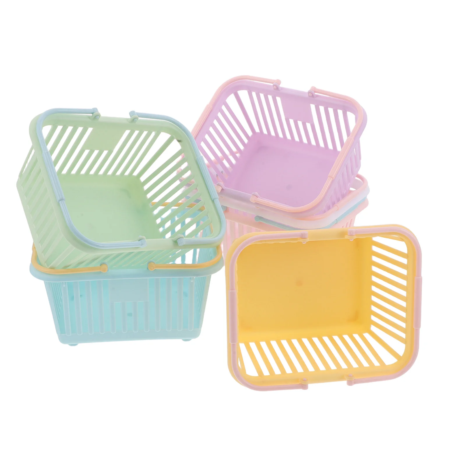 سلة تخزين كبيرة قابلة للطي بلون معكرون، حاوية بلاستيكية محمولة لتنظيم المطبخ والتسوق المنزلي، سلة متينة
