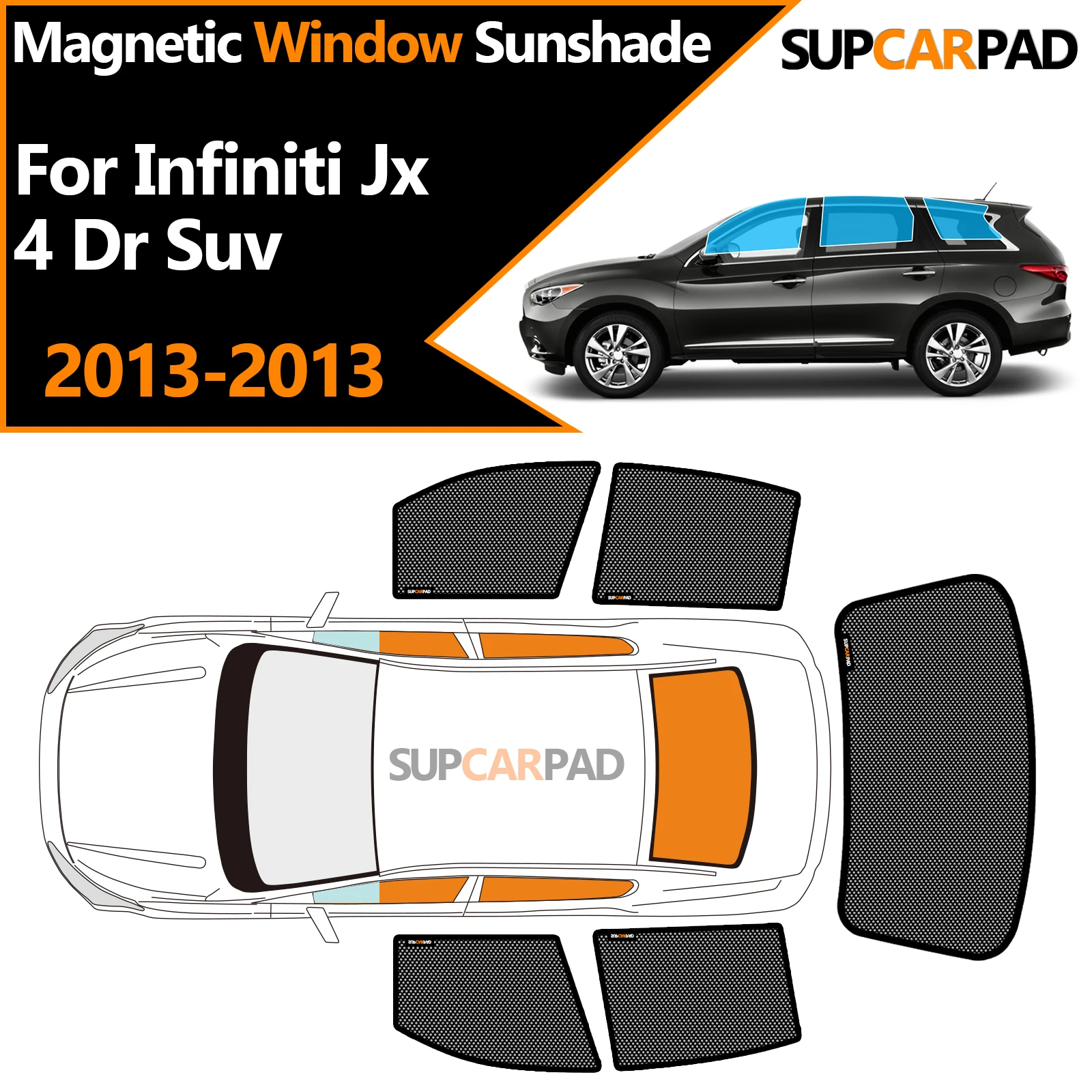 

Custom Car Window Sunshade For Infiniti Jx 4 Dr Suv 2013-2013 Magnetic Curtain Mesh Front Windshield Frame Curtain