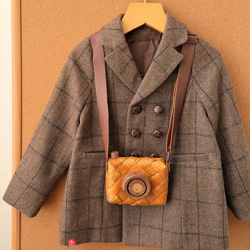 

In Stock 2025 Autumn Winter Baby boys Padded Off White Coat kids fashion soft Jacket Wool Coat Girl Winter Jackets