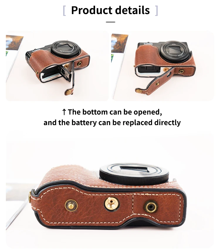 لباناسونيك لوميكس DC-ZS99 تيار مستمر TZ99 حافظة كاميرا حقيبة ريترو جلدية الغطاء الواقي بطارية فتح أسفل الحقيبة حزام الكتف #4