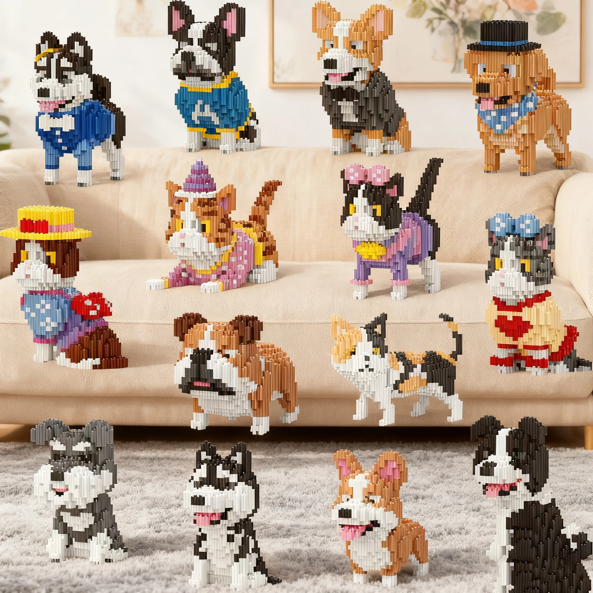 Linkgo Diamond Bricks Building Blocks Pet Figure Toy for Cats Dogs - Bulldog Husky Corgi - Perfect Christmas Gift for Pet Lovers