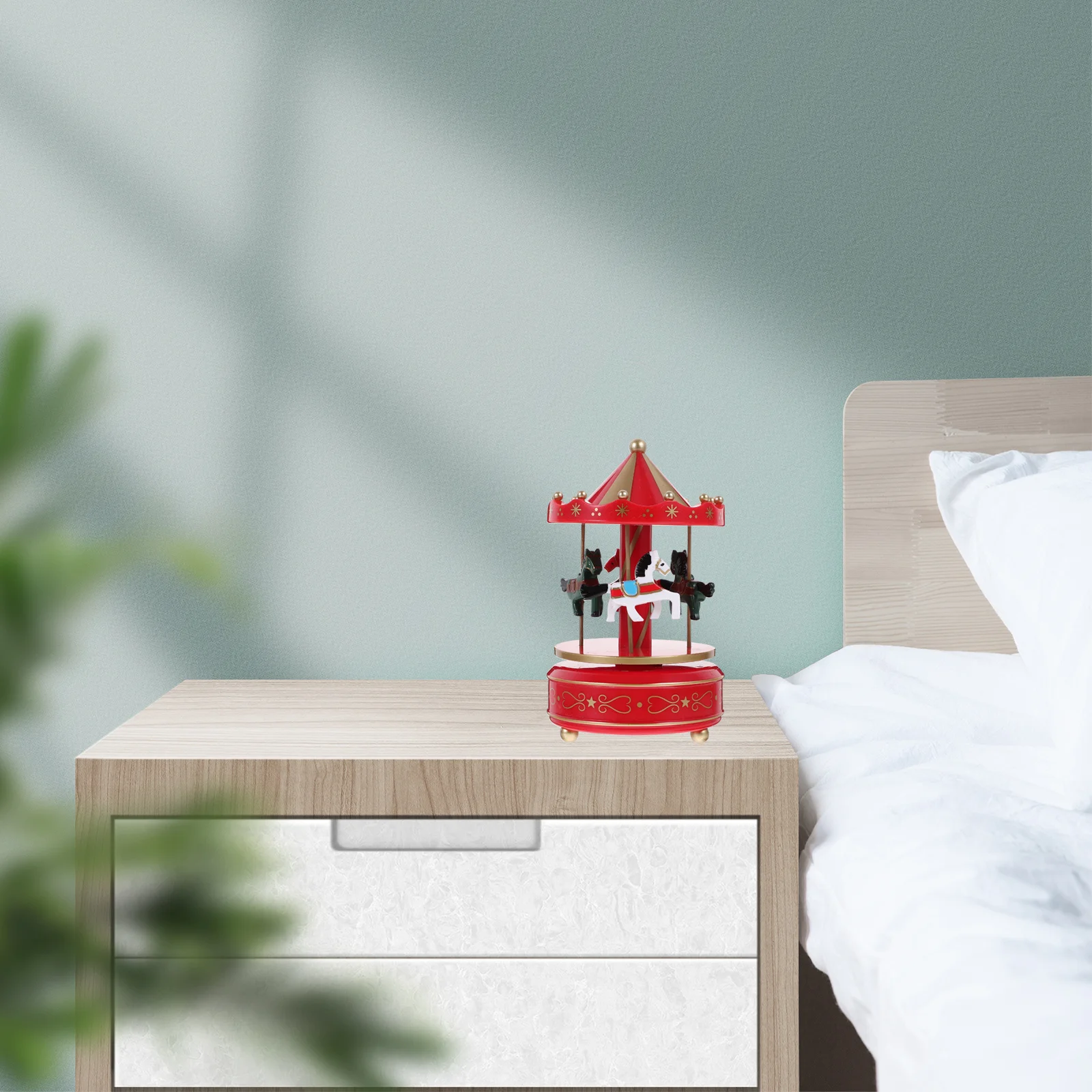 

1pc Music Box Carousel Design Desktop Decor For Christmas Birthday Party Home Office Art Decoration Musical Ornament