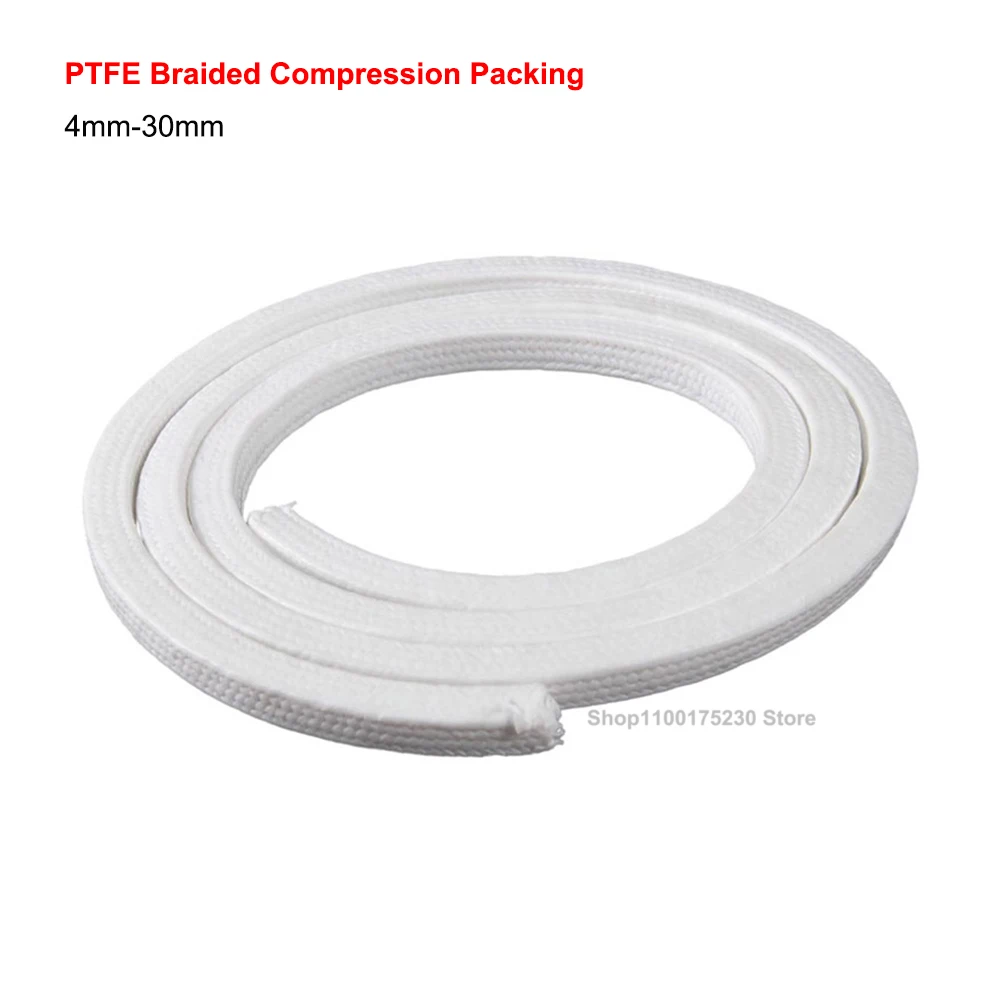 1Meter 4mm-30mm PTFE Braided Compression Packing Acrylic Fiber Packing ptfe Filled Gland Rope Gland Packing Sealing Strip