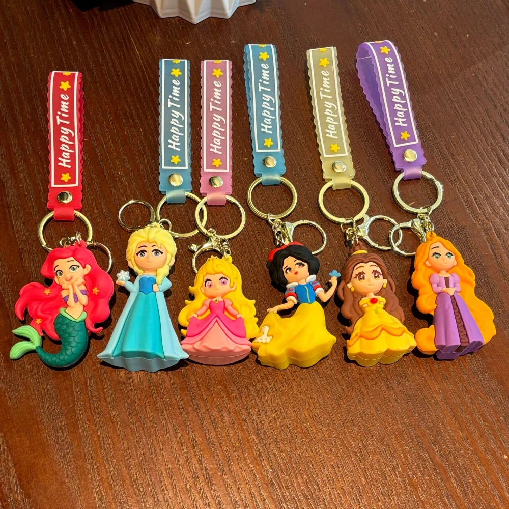 Disney Frozen Princess Alsa Anna Olaf Pendant Keychain Cartoon Cute Figure Silicone Car Key Chain Creative Gifts for Kids Fans