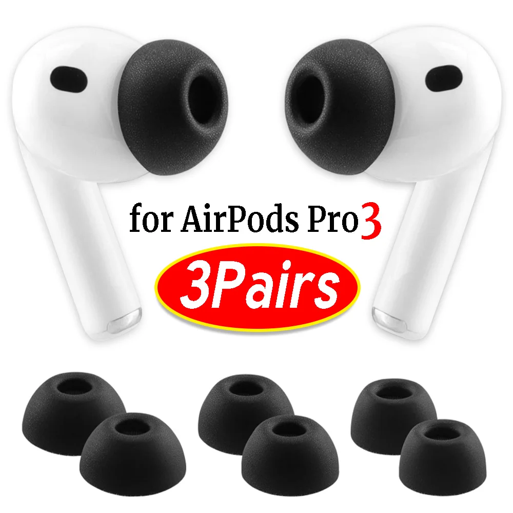 S/M/L Black Memory Foam Replacement Eartips for Apple AirPods Pro 3 Soft Sponge Earpad Cap Ear Tips for AirPods Pro3 Accessories