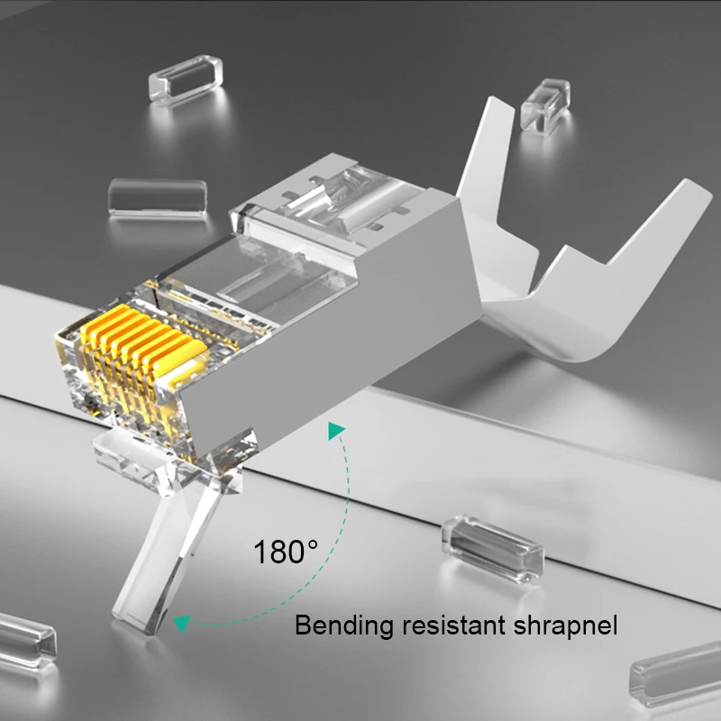 Conector CAT7 rj45, 10gbps, 50U, CAT6A, cable ethernet, enchufe de red SFTP FTP, conector lan medio blindado, paso a través del orificio de 1,5 MM