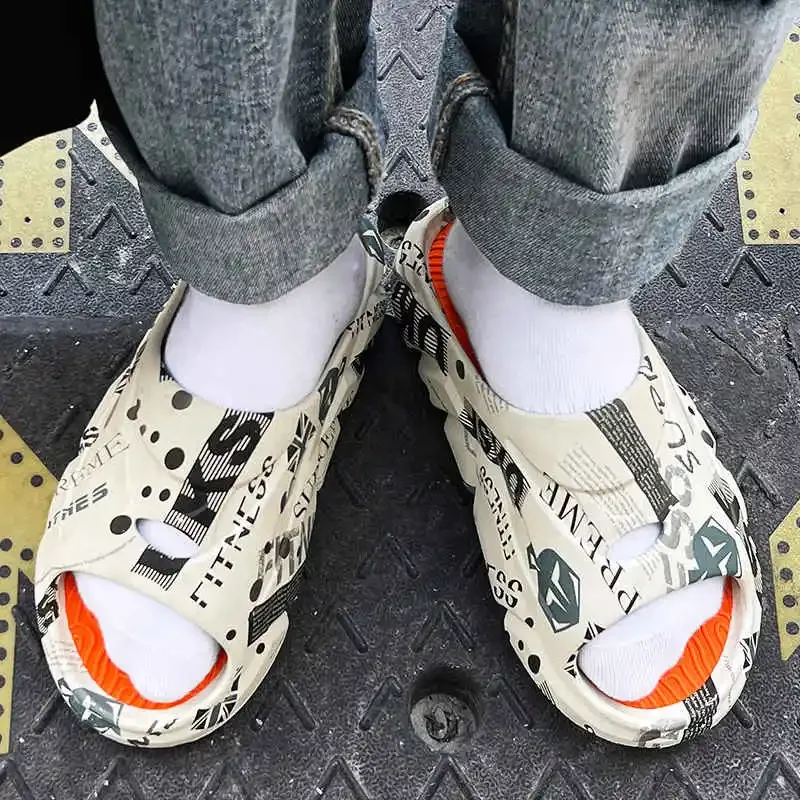 

Мужские Пляжные шлепанцы, дизайнерские босоножки, мужские пляжные кроссовки с большой подошвой, Детские повседневные мужские сандалии, воздушный теннис Chuncky