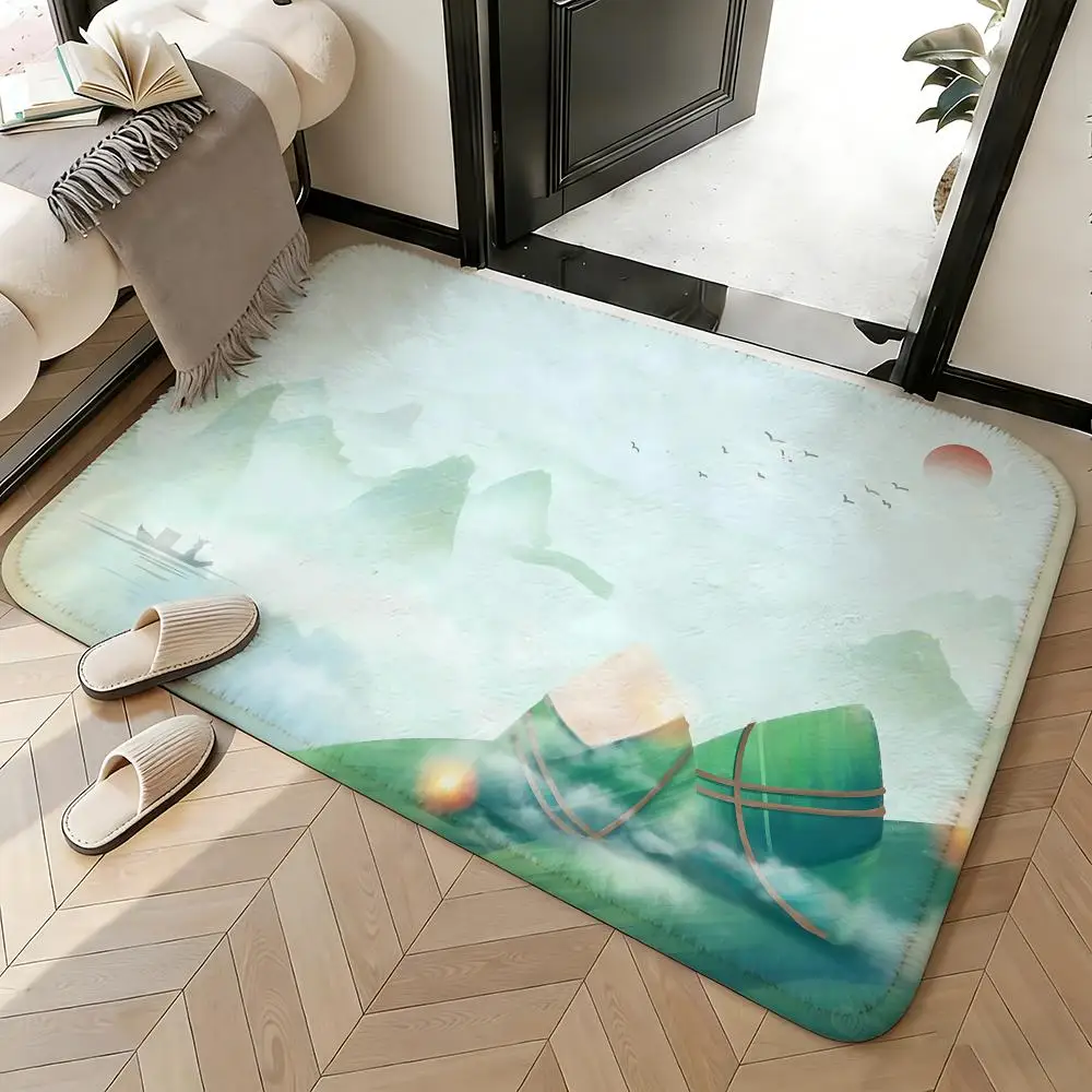 Soft Absorbent Non-Slip Rug Festival Dragon Boat Festival Floor Mat Home Decor Doormat Bedroom Floor Mat Shower Carpet