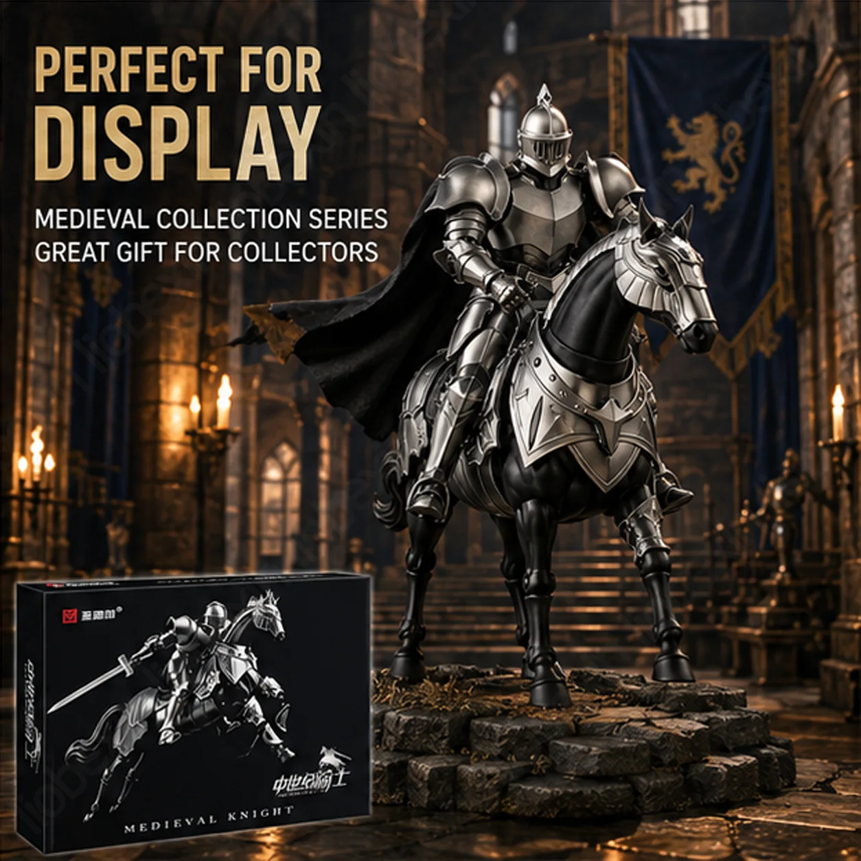 Medieval Knight Action Figure Set with Armored Horse & Armor Accessories, Multi-Joint Plastic Collectible Model Gift,Ideal Gift view 2
