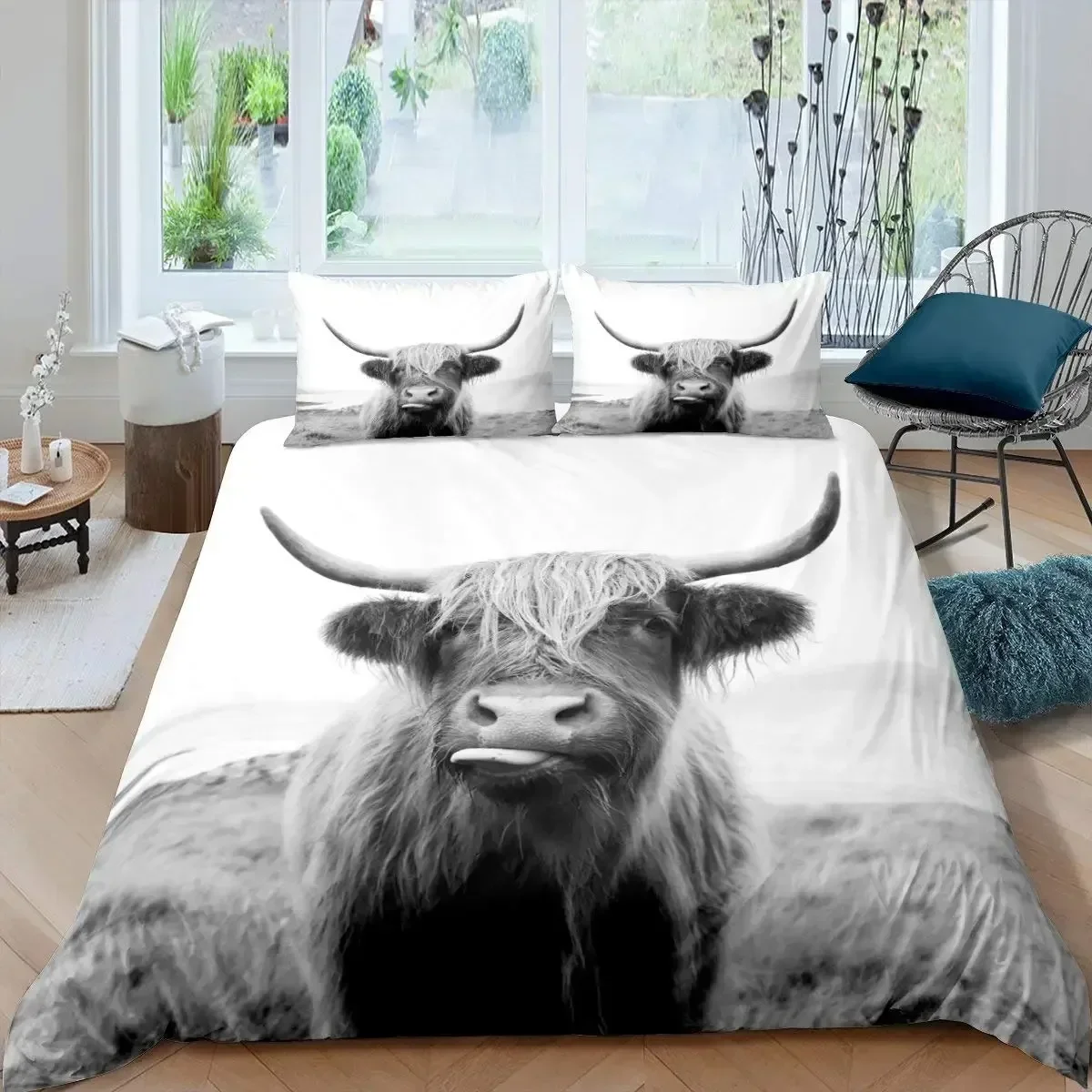 

Cow Sunflower Bull Cattle Smoky Mountain Western Comfortable Duvet Cover Pillowcase Bedding Set Children Bedroom Decoration