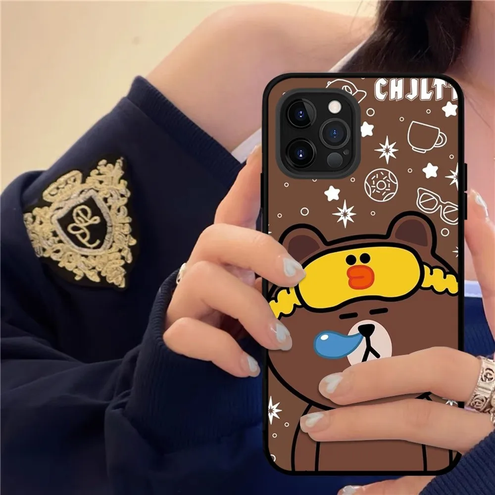 Korea Cute L-Line F-Friends B-Brown Phone Case Silicone Soft for iphone 15 14 13 12 11 Pro Mini XS MAX 8 7 6 Plus X XS XR Cover