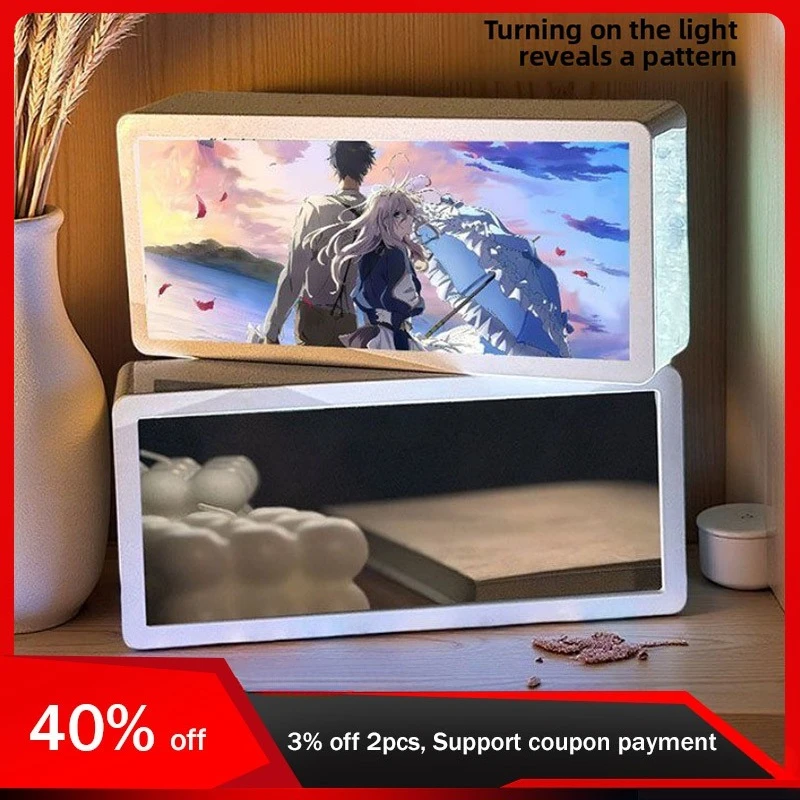 

18.8cm/7.4in Violet Evergarden 3D Anime Box Light Peripherals Cartoon Led Night Lamp Table Collectible Party Birthday Decoration