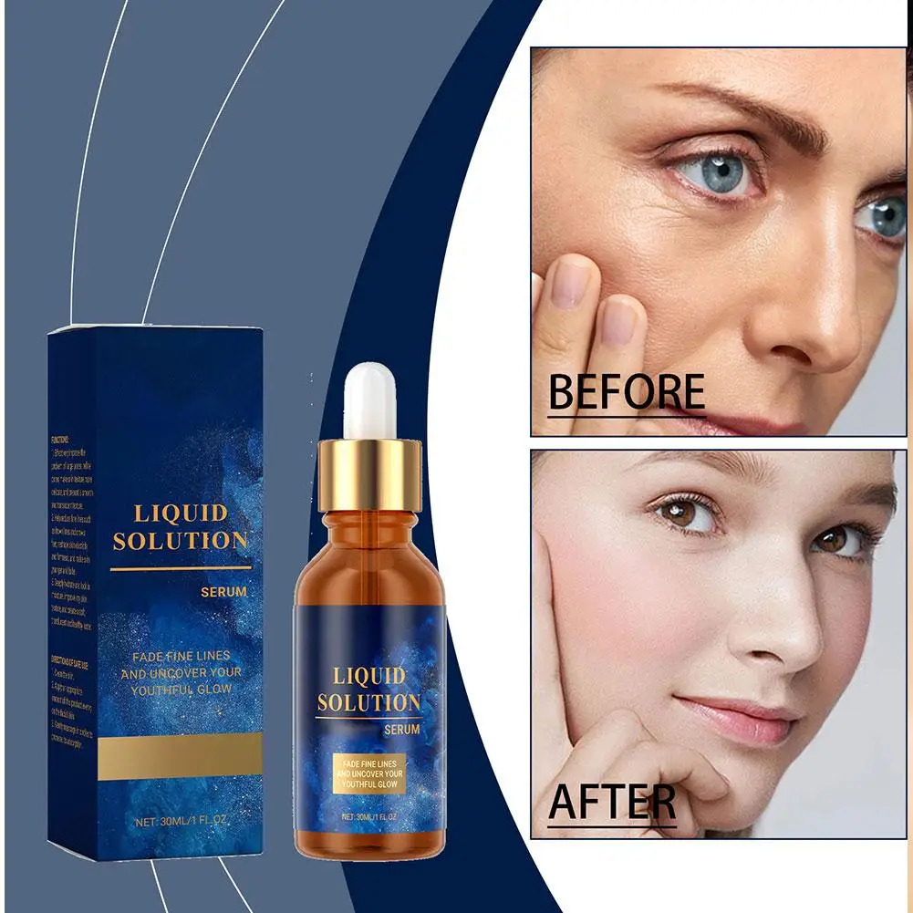 Liquid Solution Collagen Facial Serum Anti-Wrinkle Firming Moisturizing Brightening Essence Boost Elasticity Reduce Fine Lines