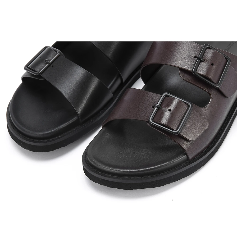 Men's Non-Slip Calf Leather Sandals Source Factory Slides Beach Slippers Outdoor Shoes Comfortable Breathable Summer Footwear