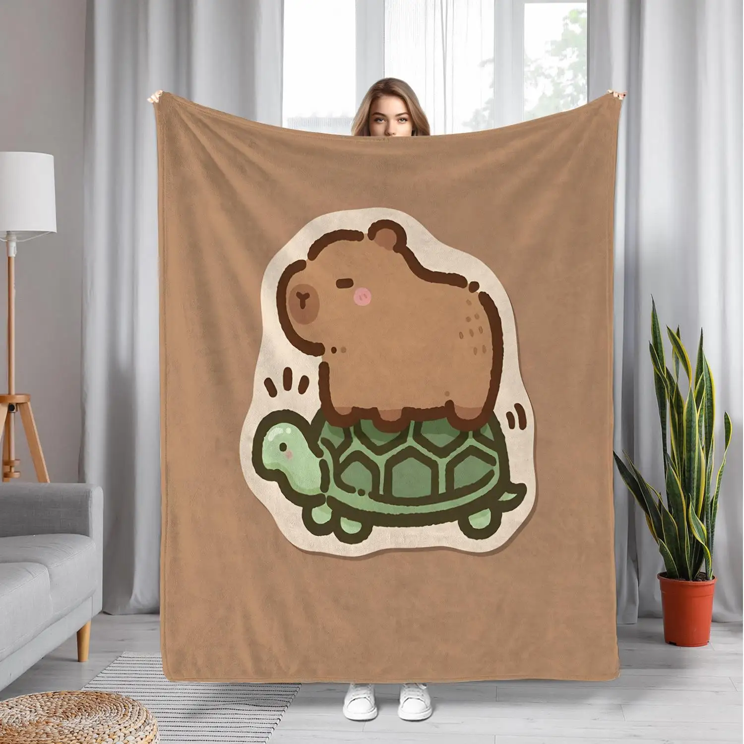 Cute Capybara Throw Blanket - Soft Flannel All-Season Lightweight Warmth, Lightweight & Cozy for Bed, Sofa, Travel - Machine Was