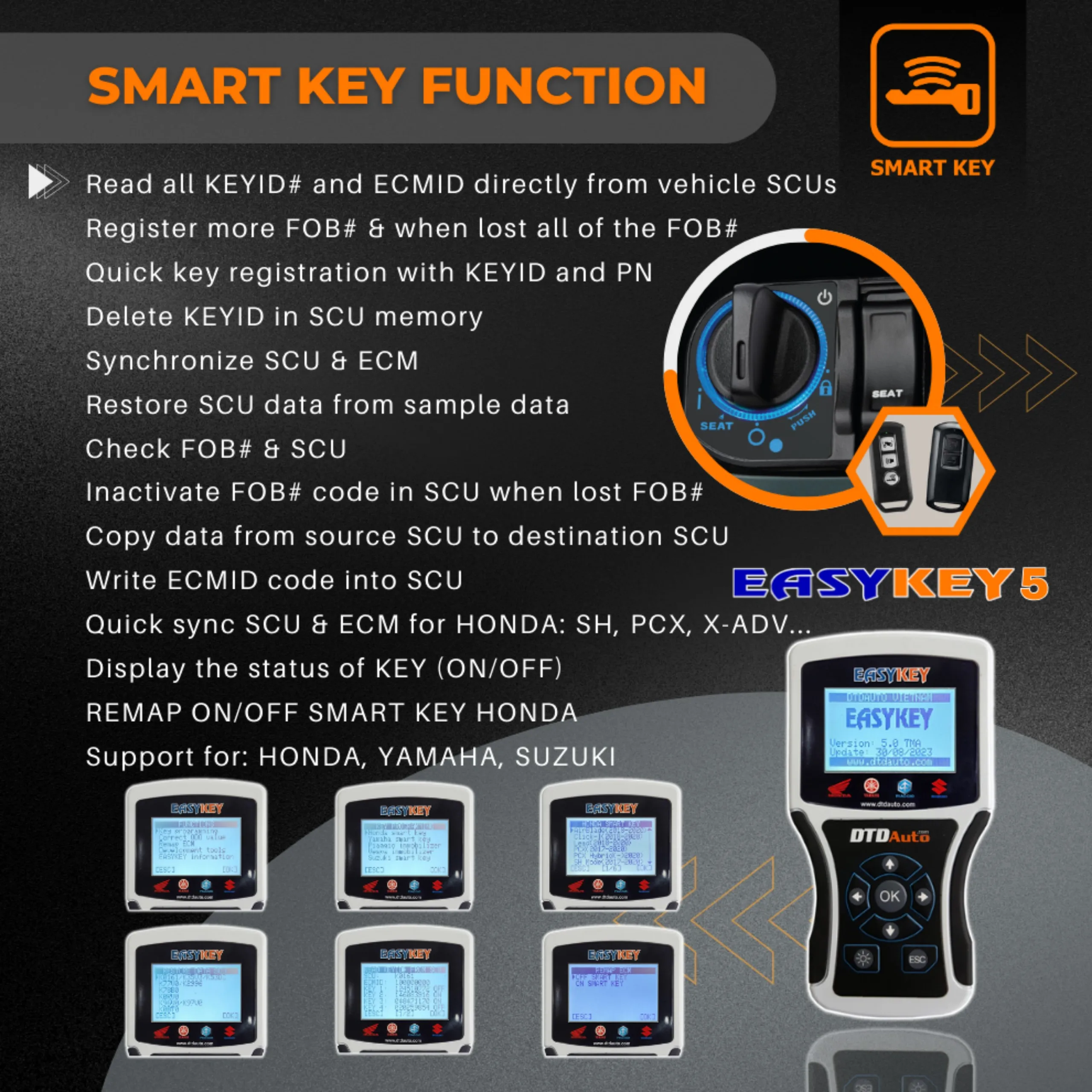 DTDAuto EasyKey - Professional Key Programming Device Diagnostic Tools Smart Key Programmer for Motorcycles & Scooters