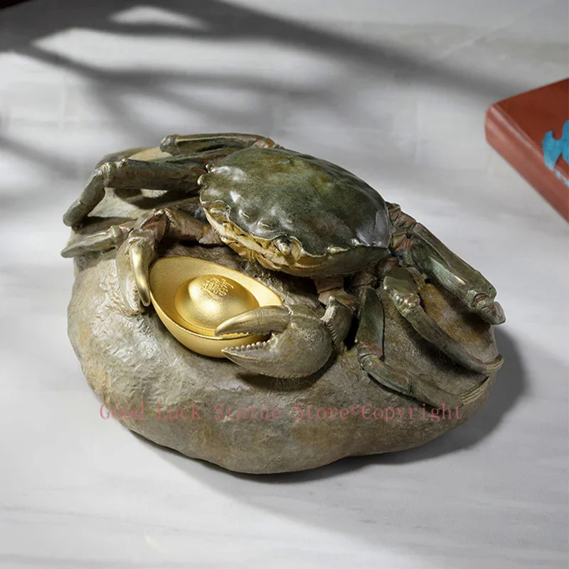 

Unique TOP Recruit wealth Lucky mascot 3D crab BA FANG LAI CAI bronze sculpture HOME BAR living ROOM SHOP decorative statue