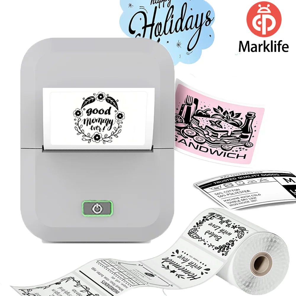 

Marklife Mini Thermal Label Printer X2 Bluetooth Sticker Printer Maker For School Office Kitchen To Gift/Diy Creative/Marking