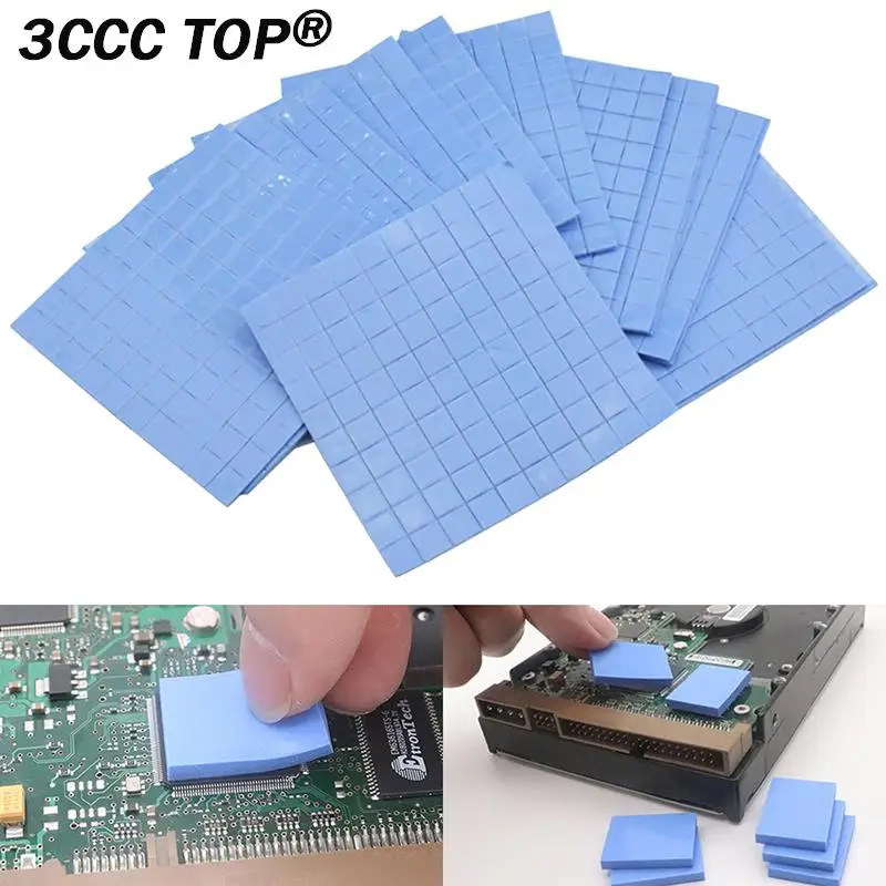 

100Pcs 10*10*0.5mm Thermal Pad GPU CPU Heatsink Cooling Conductive Silicone Pads