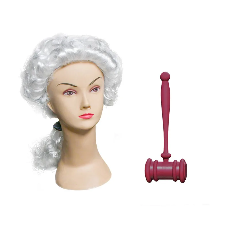 Festival Costume Props Judge Suit Judge Hammer and Wig Halloween Masquerade Accessories