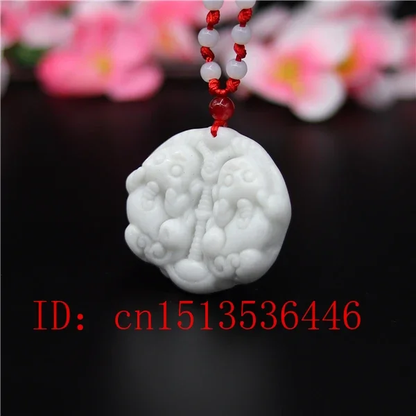 

Natural White Jade Carved Lucky Dragon Pendant Chinese Pixiu Necklace Charm Jewellery Fashion Amulet Luck Gifts Man Women