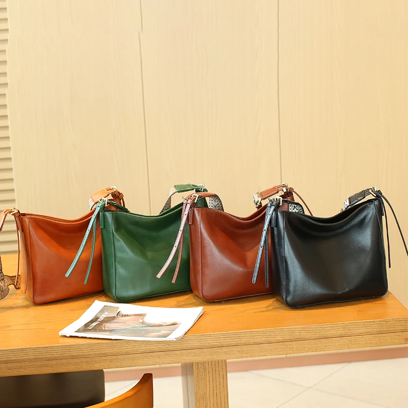 Origin Cowhide Leather Crossbody Bag For Women Large Capactiy Cow Squre Tote Bag For Work Office Ladies New Desinger Minimalist