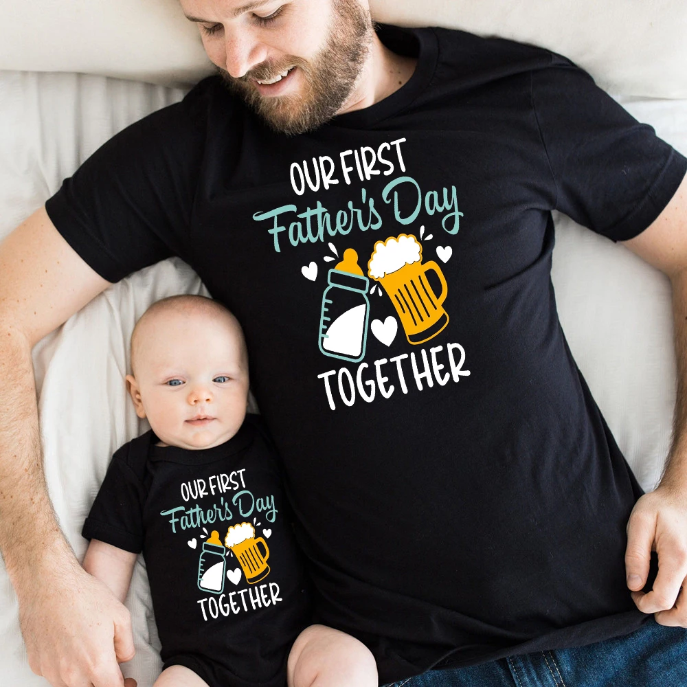 

Our First Father's Day Daddy Baby Family Matching Clothes Tops Dad Boys Girls Holiday Party Outfit Papa T-shirt Baby Bodysuits