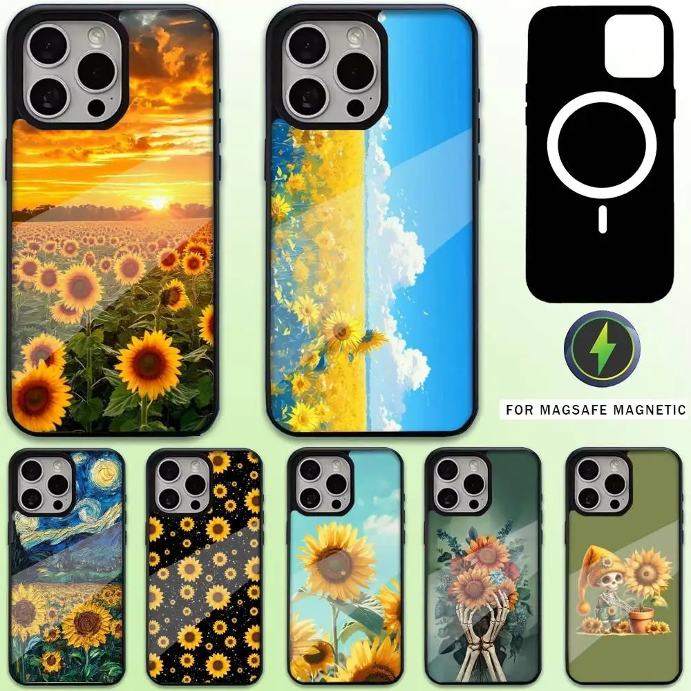 

Beautiful S-Sunflower Phone Case For iPhone17,16,15,14,13,12,11 Plus,Pro Max Magnetic For Magsafe Wireless Charging