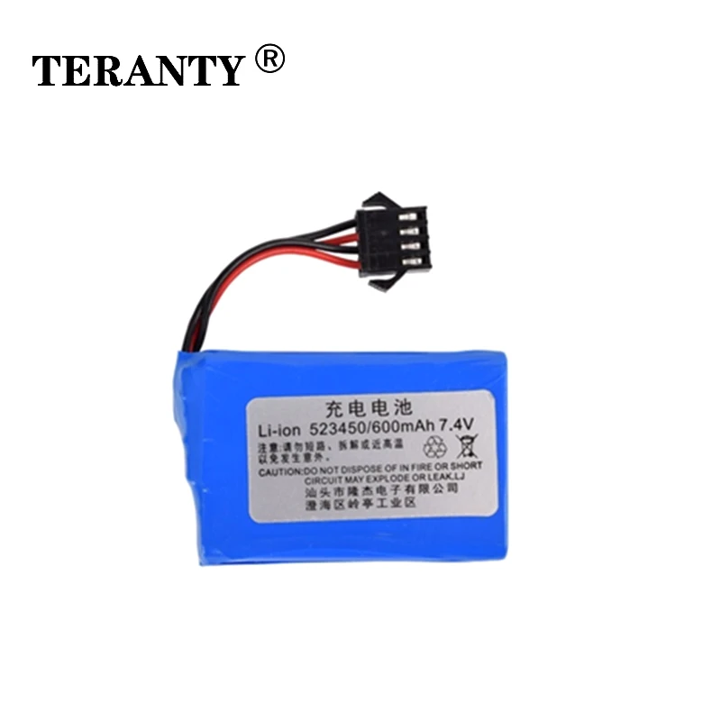 

TERANTY Power 1Pcs 7.4v battery for E561 RC truck RC car RC boat 7.4V 600mAh Li-ion battery 523450 with 4P-SM Plug