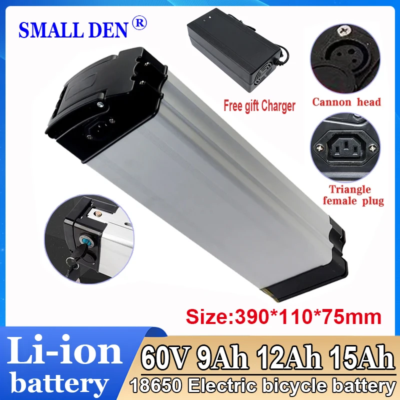 True capacity 60V 9Ah 12Ah 15Ah 18650 lithium-ion battery pack 13S6P 16S5P built-in BMS, suitable for 54.6V67.2V equipment motor