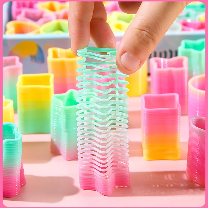 Rainbow Magic Springs Circle Toy for Kids Flexible Fun Birthday Party Favor Small Gift Pinata Fillers Ideal for Guest Giveaway view 6