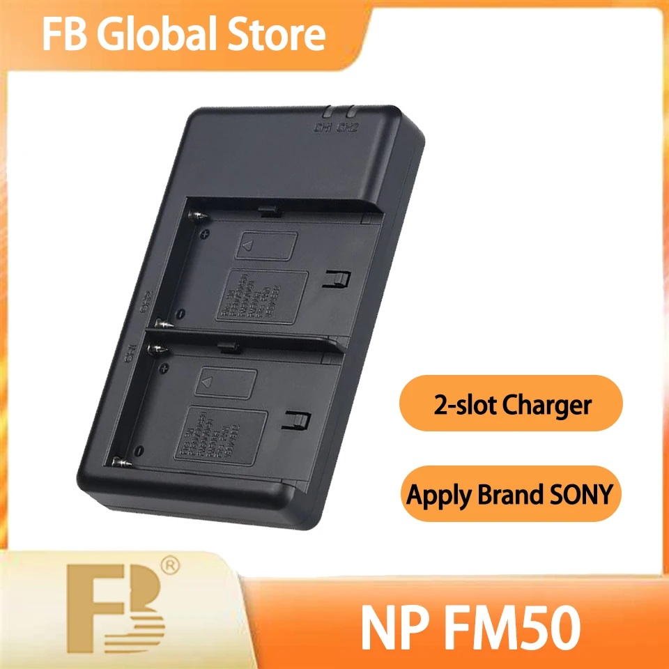 

FB NP-FM50 Dual Slot Lightweight Portable Camera Battery Charger for SONY DSC-R1 F707 MVC-CD250 CCD-TRV116