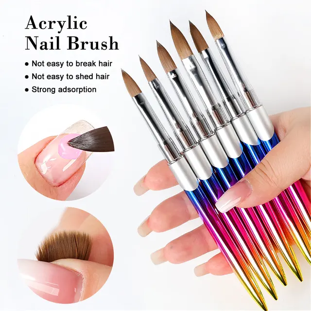 Kolinsky Pędzel do paznokci do manicure Pędzel do paznokci Pędzel do zdobienia paznokci 3D Pędzel do rzeźbienia w płynnym proszku akrylowym Pędzel do rysowania długopisem