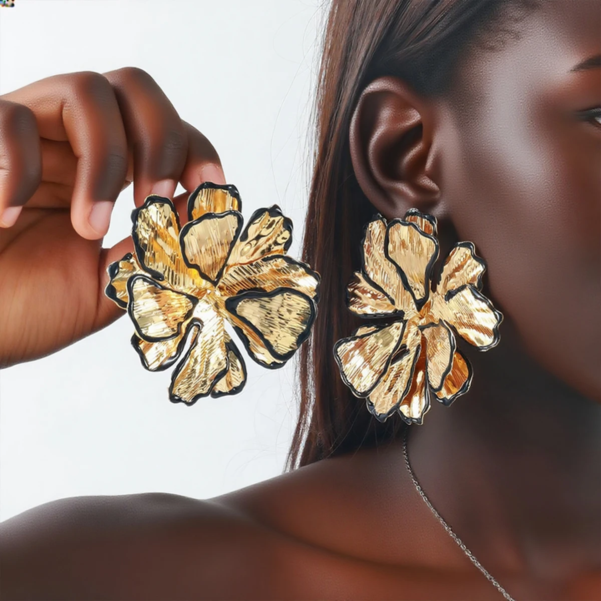 

ZAA Exaggerated Metal Flower Earrings for Women Vintage Statement Jewelry Holiday Party Gifts