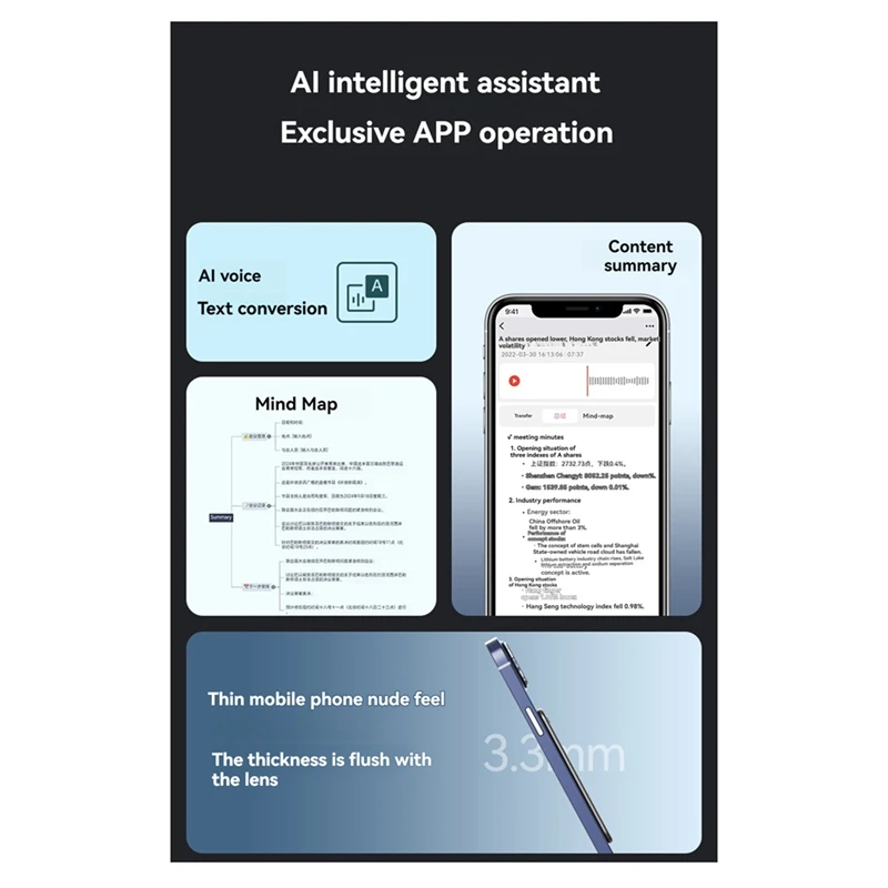 AI Chatgpt-4 App Phone Call Activated Voice Recorder Transcribe Summarize Languagetranslation Smart Recorder 64GB
