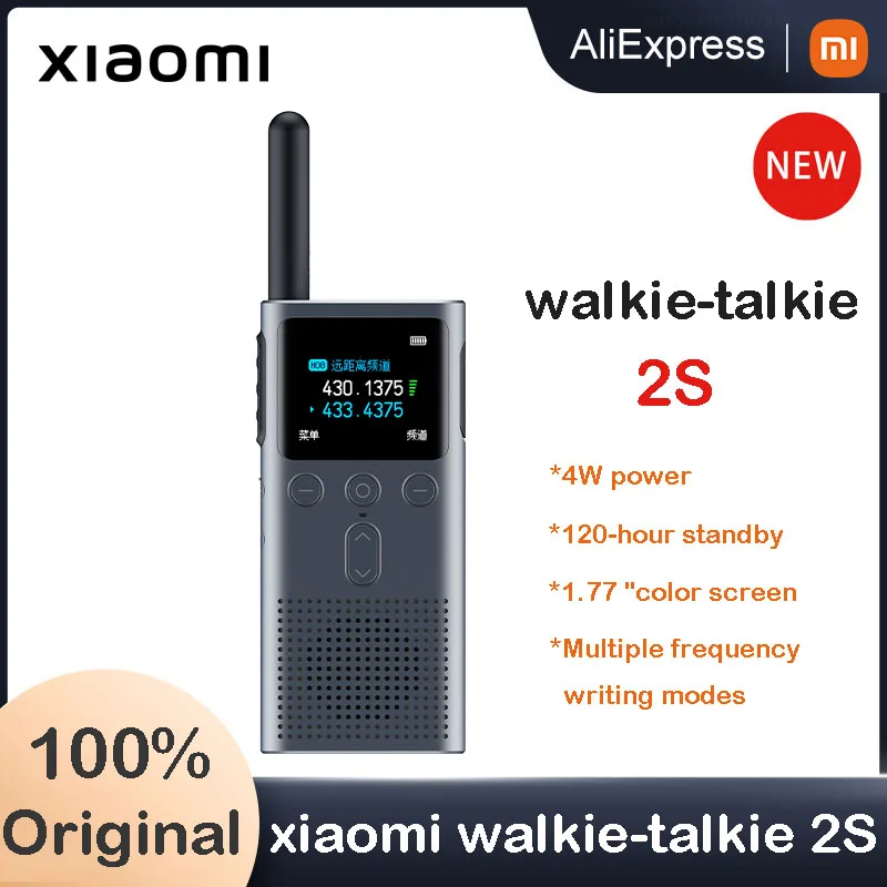 

XIAOMI Walkie Talkie 2S 1.77"Color Screen 4W Power 120-hour Standby Dual Mode 5km Call Distance IP54 Outdoors Security Intercom