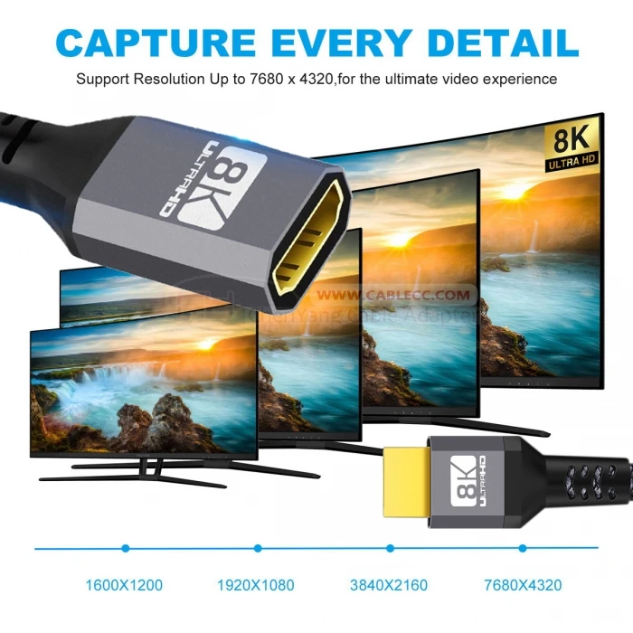 Przedłużacz HDMI 2.1 8K HDMI kompatybilny męski na żeński przedłużacz 8K 60Hz 4K 5 k144hz 48Gbps eARC dla Adapter HDTV PS5