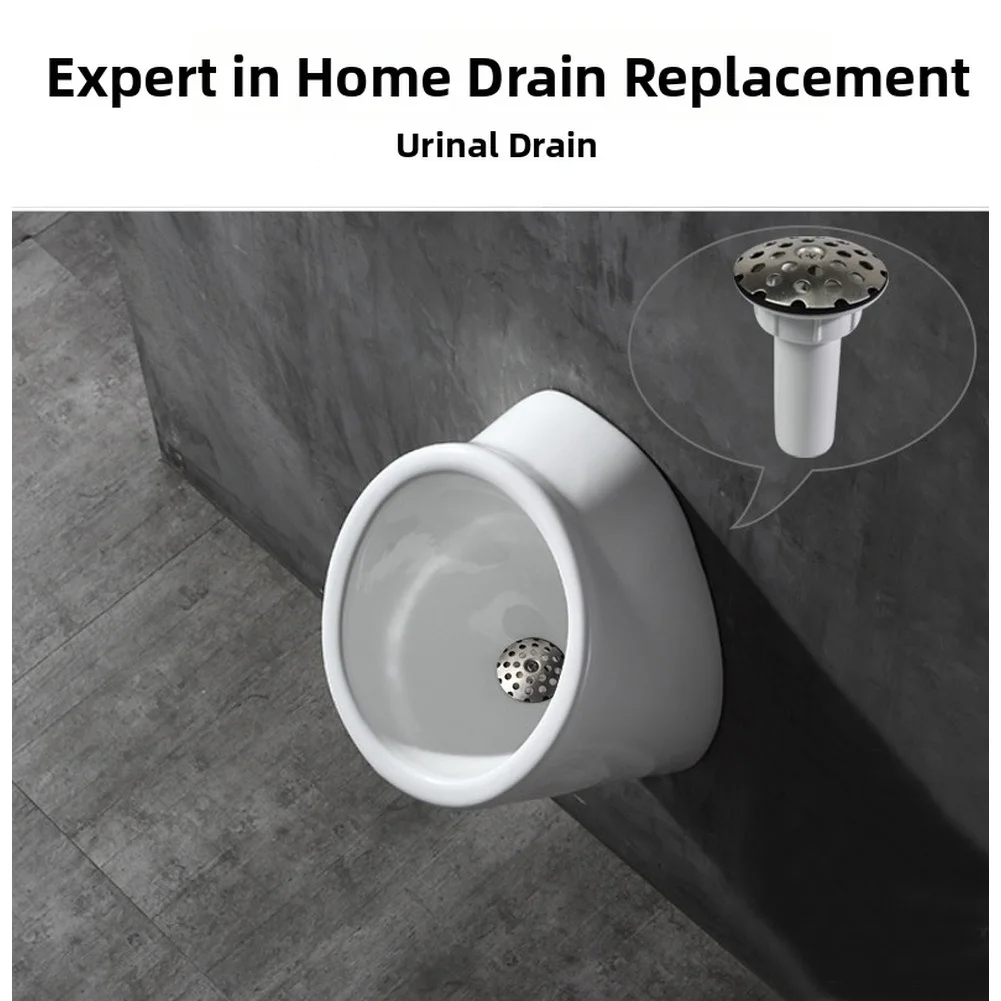 Toilet Stainless Steel Urinal Drain Filter Drain Cover Bathroom Accessory Mushroom Head Anti Clogging With PVC Sealing Ring