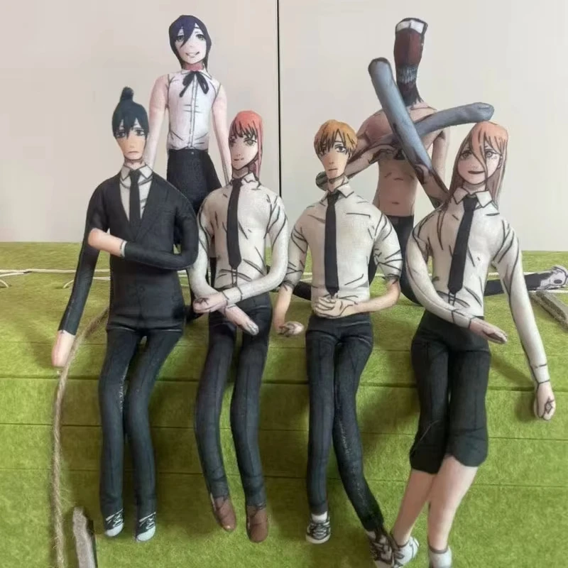 Anime Wired Bendable Doll Makima Denji Power Aki Hayakawa Reze Movable Wire Frame Plush Figure Funny Weird Poseable Toy Gift