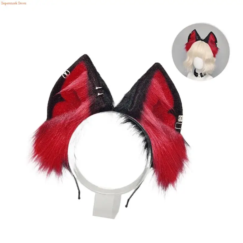 

Q5WE Furry Wolf Ear Hairband NonSlip Bendable Ear Cosplay Subcultural Fursuit Hairhoop
