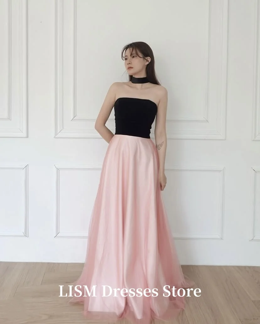 فساتين سهرة أنيقة على شكل حرف a متباينة من LISM مصنوعة من الحرير الأورجانزا الجنية فساتين لحضور الحفلات الموسيقية الطويلة مشد مخصص لالتقاط الصور