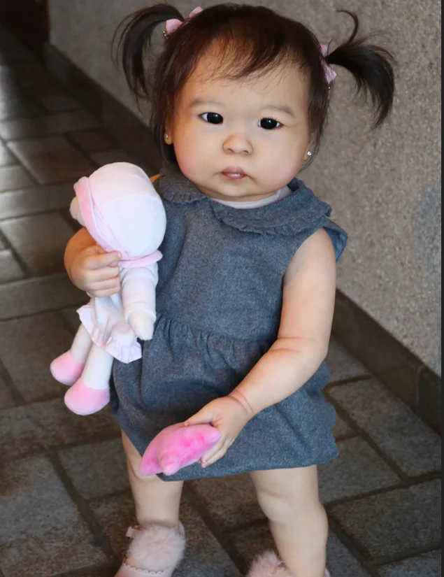 25 inch DIY herboren poppenset onvoltooide ongeverfde Min Li Aziatische babypoppenkit met stoffen lichaam en ogen voor verzamelaars