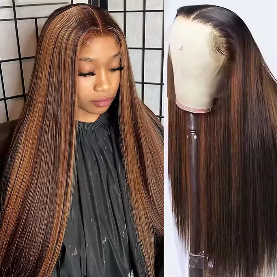 

FB/30 40 46 Inch Straight Wigs Highlight Colorful Human Hair 13x4 13x6 HD Transparent Lace Front Wig Pre Plucked Brazilian Wigs