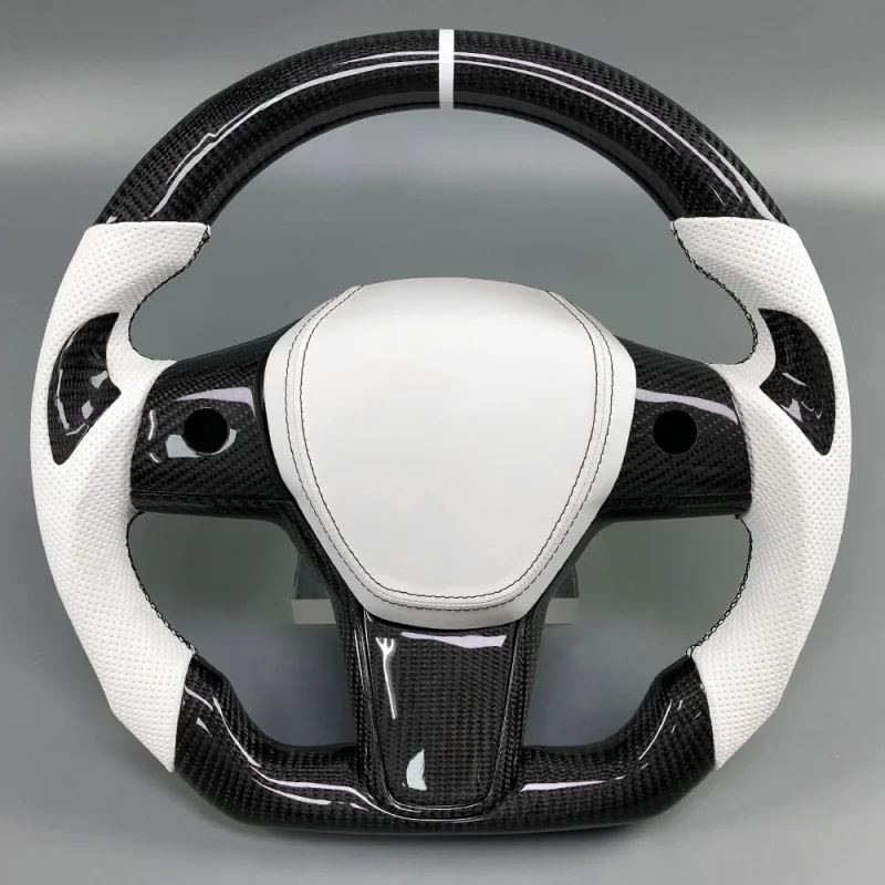 For Tesla Factory Wholesale Customizable Carbon Fiber Steering Wheel |   2017-2021 Model Y/Model 3