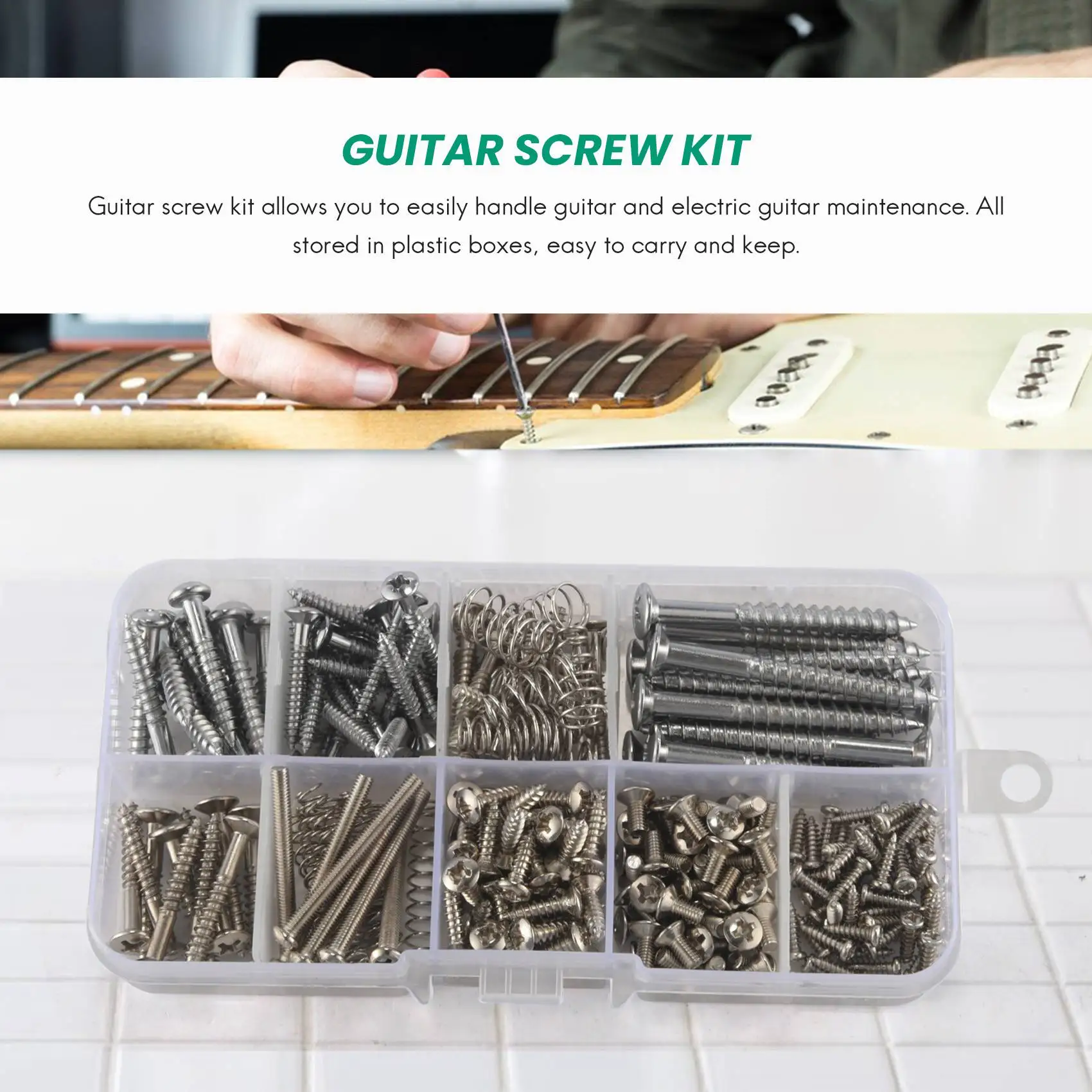 Dropship-204 Pcs Guitar Screw Kit 9 Types Assortment Set With Springs For Electric Guitar Bridge Pickup Pickguard Tuner Switch N