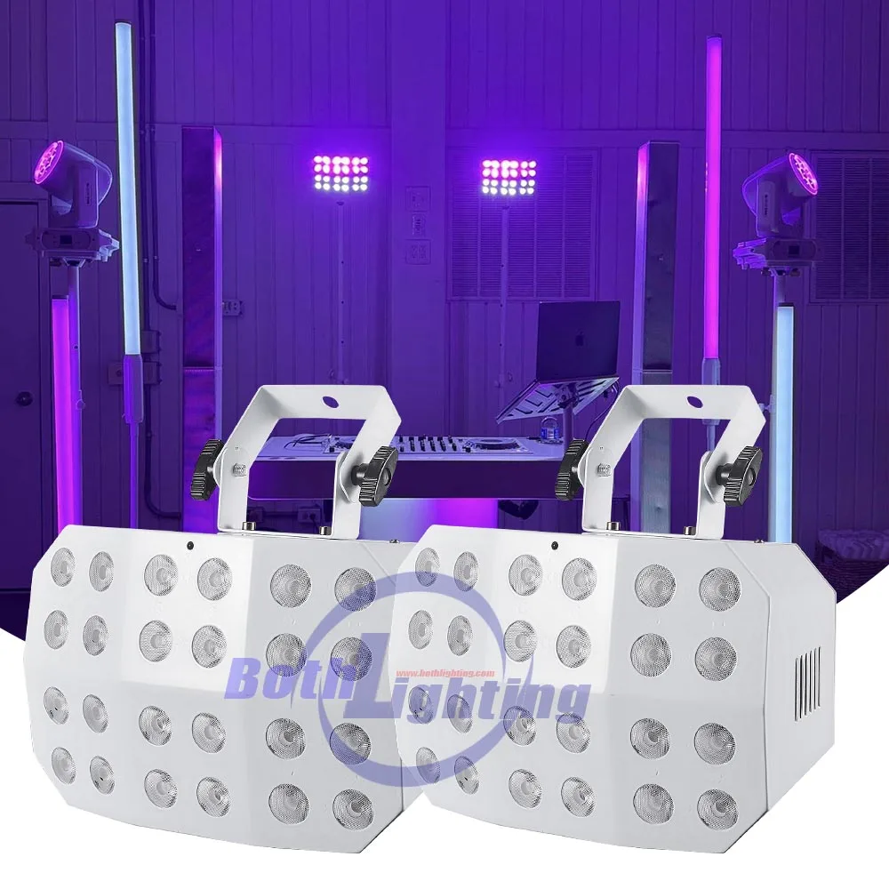 BothLighting 2pcs 24*12w RGBWA+UV LED Wash Light Battery Power Wireless DMX Spider Wash Light Wedding DJ Uplights