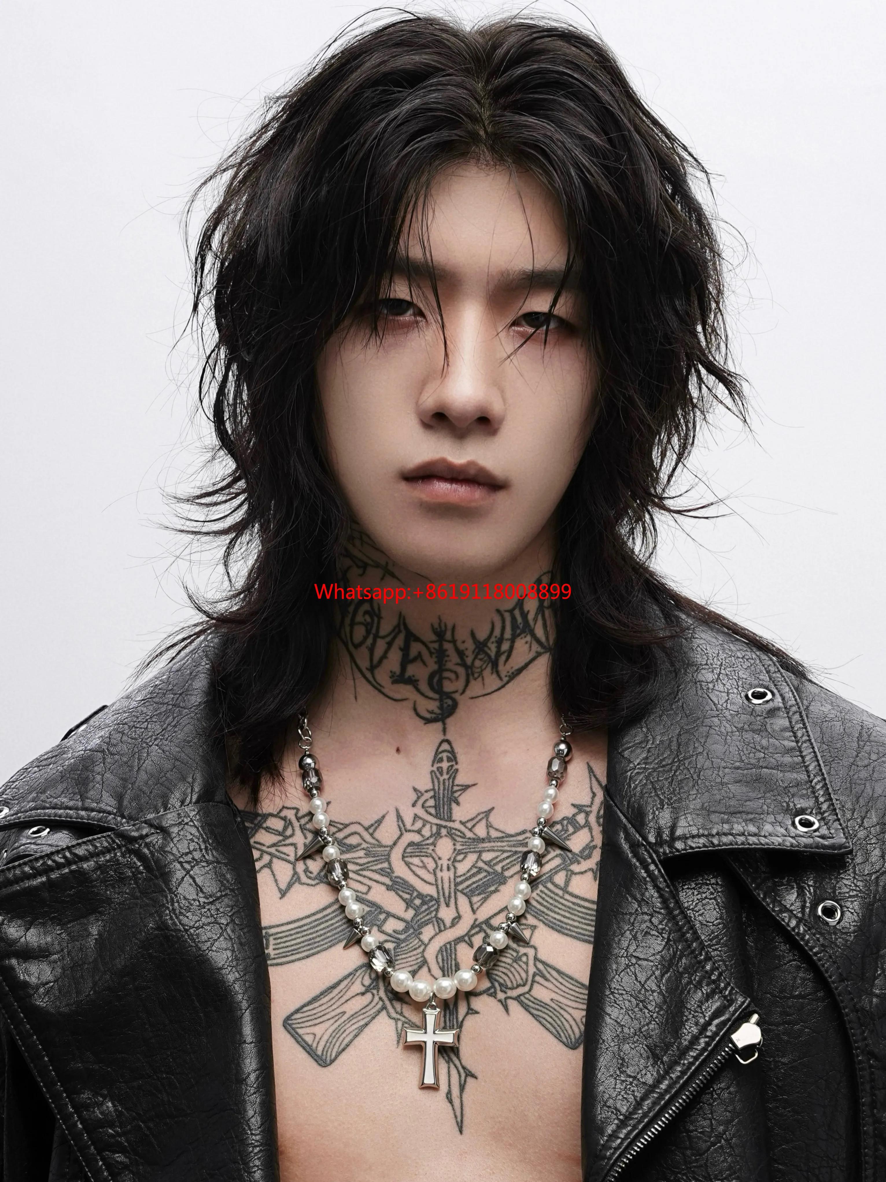Punk Style Niche Premium Rivet Heavy Industry Cross Pearl Necklace Subculture