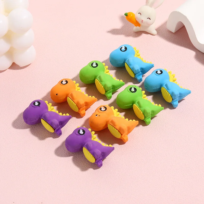 3Pcs/Lot Kawaii Cartoon Dinosaur Pencil Erasers 3D Creative Eraser Rubber for Kids Children Student School Stationery Wholesale