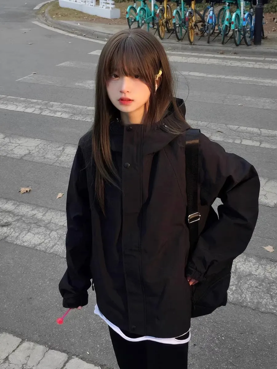 

Американский Sle Qui Dry Jaet, женская весенне-осенняя уличная новинка 2025 года, ветрозащитная водонепроницаемая свободная повседневная верхняя одежда