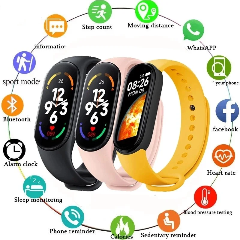 M7 Smart Watch Men Women Smartband M7 Heart Rate Smartwatch Fitness Tracker Blood Pressure Sport Smart Bracelet for Band 7